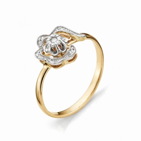 Ювелирная компания «ТИТУЛ» Золотое кольцо Цветок с бриллиантами