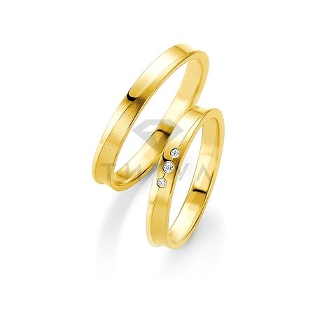 Т-27483 золотые парные обручальные кольца (ширина 3 мм.) (цена за пару)