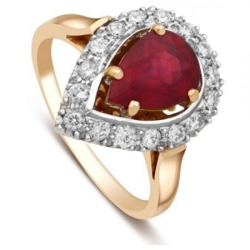 Кольцо из красного золота с бриллиантами и рубином 2,08 карат