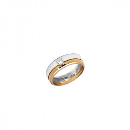 Обручальное кольцо из комбинированного золота с фианитом