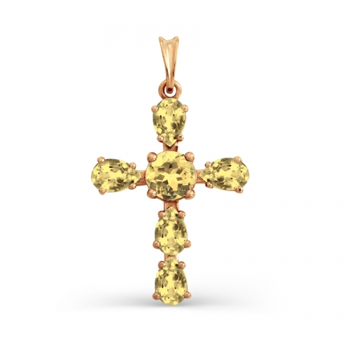 Золотой крестик с цитринами