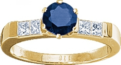 Кольцо из жёлтого золота с бриллиантами и сапфиром