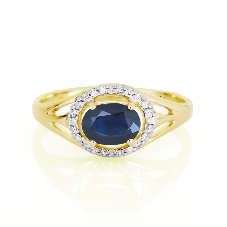 Т941016431 золотое кольцо с сапфиром и бриллиантами