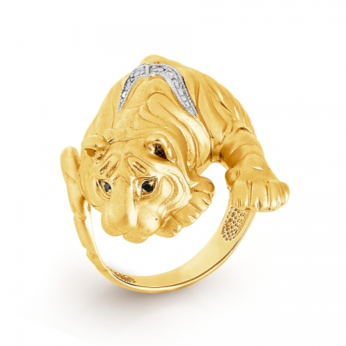 Ювелирный завод Топаз Кольцо Тигр из желтого золота с бриллиантами