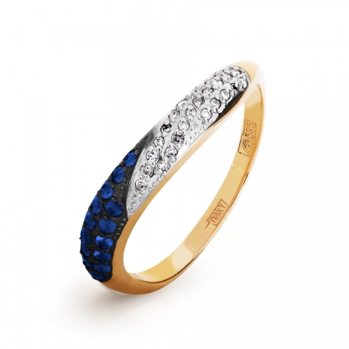 Ювелирный завод Топаз Золотое кольцо с сапфирами и бриллиантами