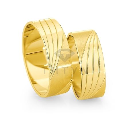 Т-26997 золотые парные обручальные кольца (ширина 7 мм.) (цена за пару)
