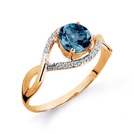 Т141015119-01 золотое кольцо с топазом, бриллиантами