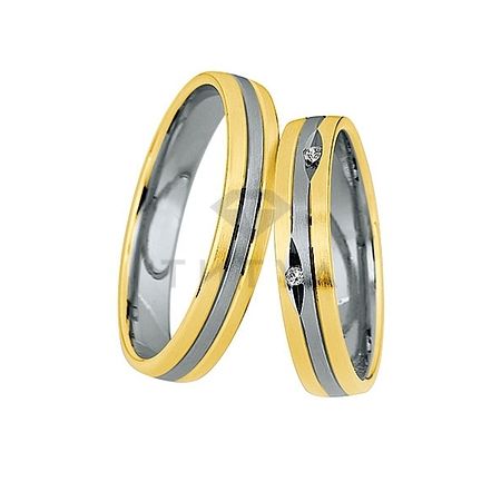 Т-27263 золотые парные обручальные кольца (ширина 4 мм.) (цена за пару)