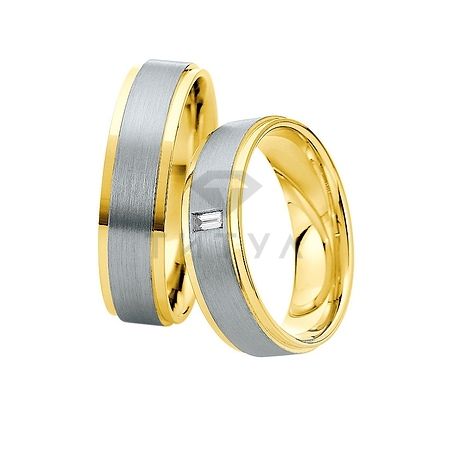 Т-28399 золотые парные обручальные кольца (ширина 6 мм.) (цена за пару)