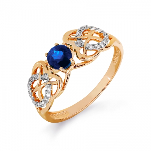 Ювелирный завод Топаз Золотое кольцо с сапфиром и бриллиантами