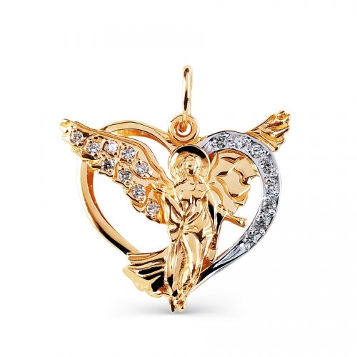 Ювелирный завод Топаз Золотая иконка Ангел с фианитами