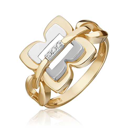 Женское кольцо из комбинированного золота 585 пробы с бриллиантом