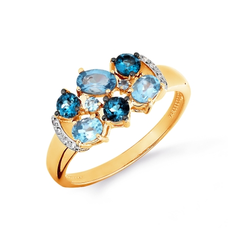 Т141016463 золотое кольцо с топазами, бриллиантами