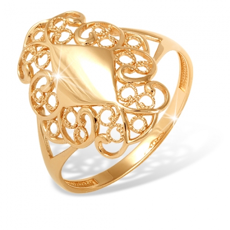 Кольцо “Филигрань” из красного золота 585 без вставок