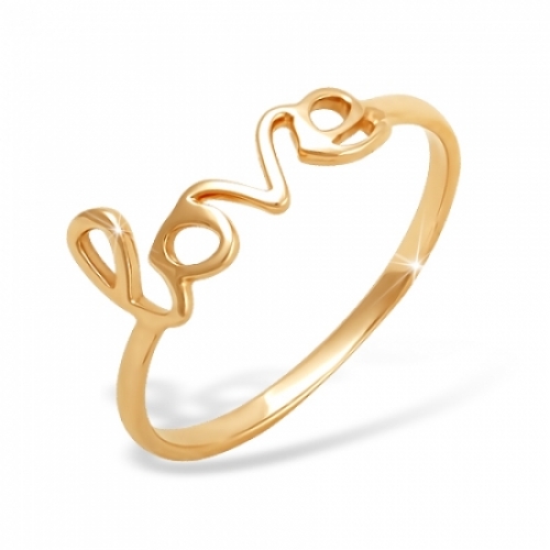 Кольцо “Love” из красного золота 585 без вставок (р-р 11,5)