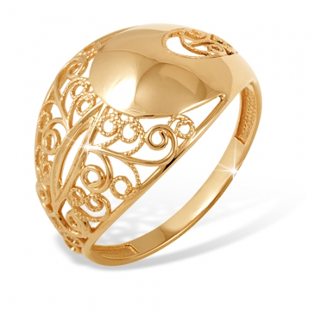 К1004133 кольцо “филигрань” из красного золота 585 без вставок