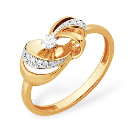 Кольцо “Фантазийное” из красного золота 585 с бриллиантами