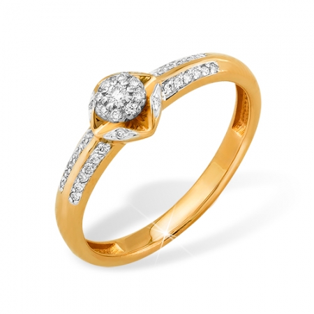 Кольцо “Малинка” из красного золота 585 с бриллиантами