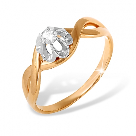 К1512637 кольцо “розочка” из красного золота 585 с бриллиантами