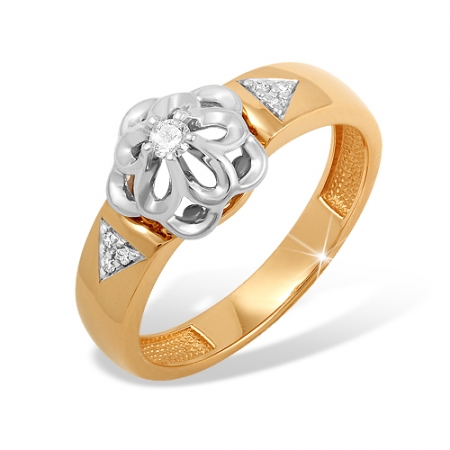 Ювелирный завод Ефремов Кольцо “Розочка” из красного золота 585 с бриллиантами