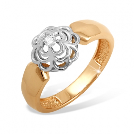 К1514081 кольцо “розочка” из красного золота 585 с бриллиантами