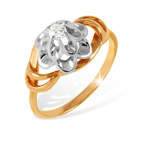 К1512335 кольцо “розочка” из красного золота 585 с бриллиантами