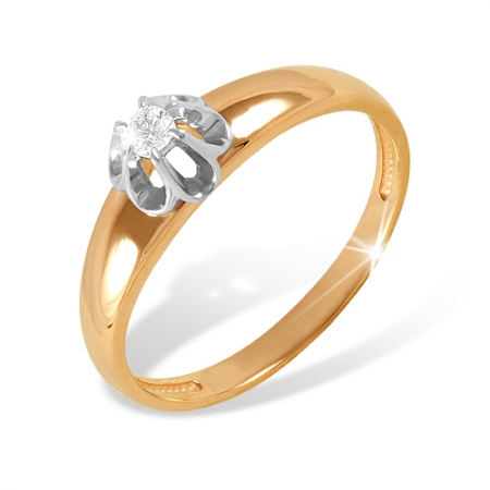 К1512827 кольцо “розочка” из красного золота 585 с бриллиантами