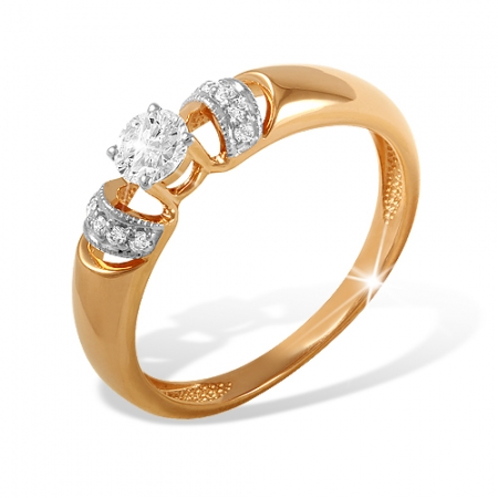 Кольцо из красного золота 585 с бриллиантами