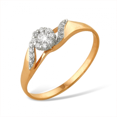 Кольцо “Малинка” из красного золота 585 с бриллиантами