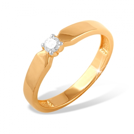 Кольцо “Классическое” из красного золота 585 с бриллиантами