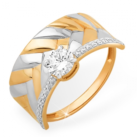 К1328059 кольцо “фактурное” из красного золота 585 с фианитами, фианитами swarovski