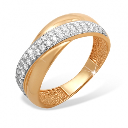 Кольцо “Дорожка” из красного золота 585 с фианитами