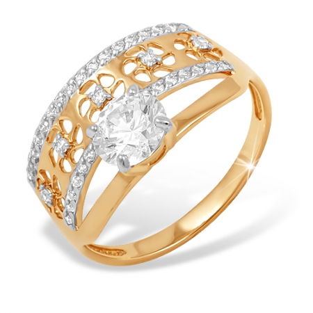 К1324489 кольцо из красного золота 585 с фианитами, фианитами swarovski