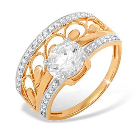 К1324484 кольцо из красного золота 585 с фианитами, фианитами swarovski