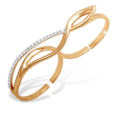 Кольцо “Фаланговое” из красного золота 585 с фианитами