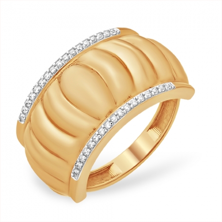 К1329373 кольцо “широкое” из красного золота 585 с фианитами