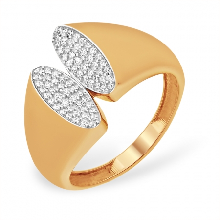 К1329374 кольцо “широкое” из красного золота 585 с фианитами