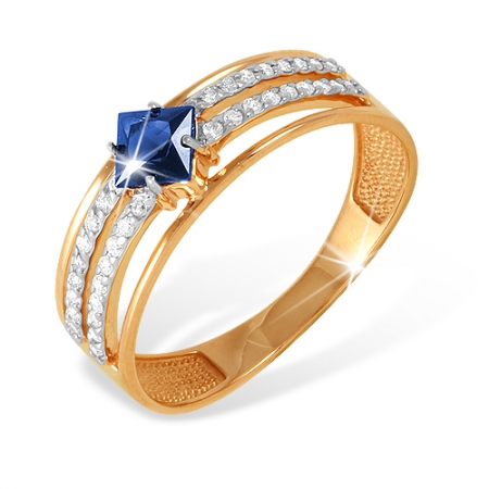К1332271 кольцо “дорожка” из красного золота 585 с бриллиантами, сапфирами