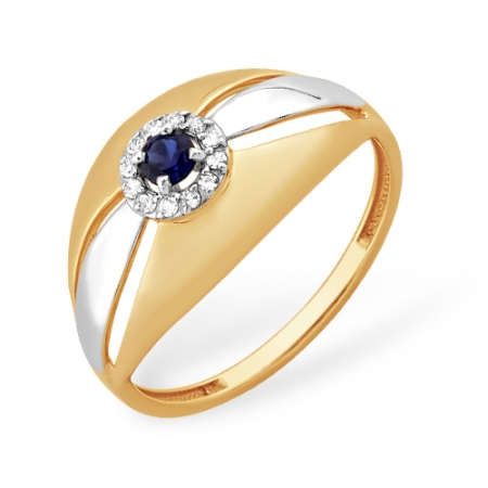 К1387143 кольцо из красного золота 585 с бриллиантами, сапфирами гт