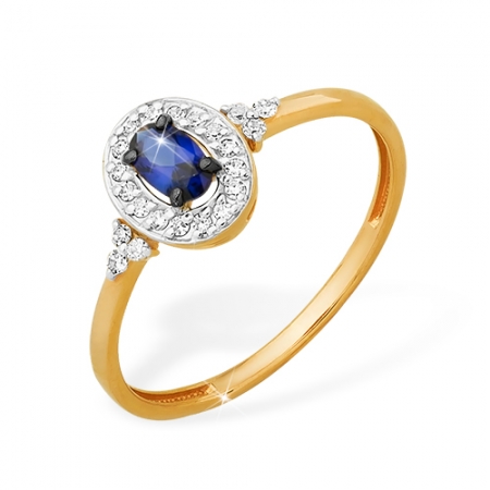 К1987912 кольцо “классическое” из красного золота 585 с бриллиантами, сапфирами гт
