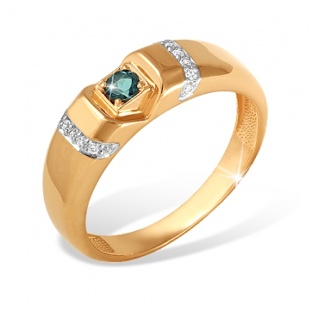 КП1343145 кольцо “печатка” из красного золота 585 с топазами london, фианитами