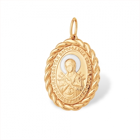 Подвеска “Православная” из красного золота 585 без вставок Семистрельная икона