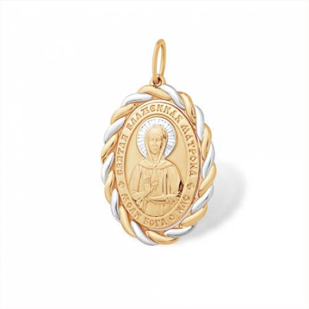 Подвеска “Православная” из красного золота 585 без вставок Матрона Московская