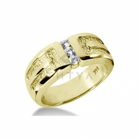 М-12689 мужское кольцо из желтого золота с муассанитами
