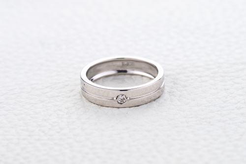 Ювелирный завод NEWGOLD Обручальное кольцо с бриллиантом из белого золота