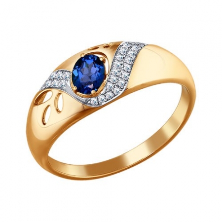 Россия Золотое кольцо c сапфиром и бриллиантами