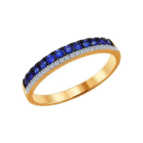 SOKOLOV Золотое кольцо с сапфирами и бриллиантами SOKOLOV