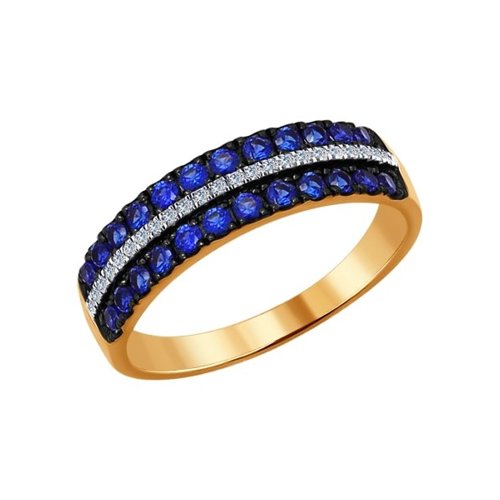 SOKOLOV Золотое кольцо с сапфирами и бриллиантами SOKOLOV