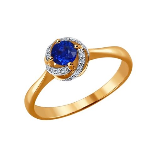 SOKOLOV Золотое кольцо с сапфиром и бриллиантами SOKOLOV