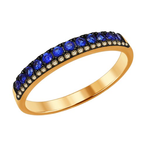 SOKOLOV Золотое кольцо с коньячными бриллиантами и сапфирами SOKOLOV CRUISE